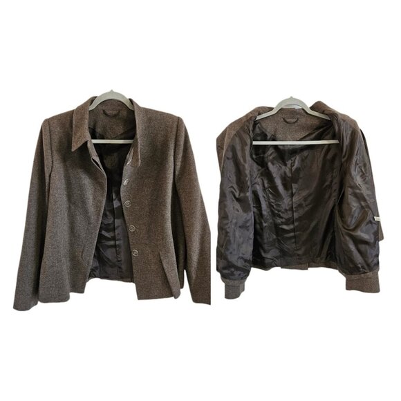 Algo 100% Cashmere Asymmetric Collar Button Front Jacket Brown XL - Picture 6 of 15